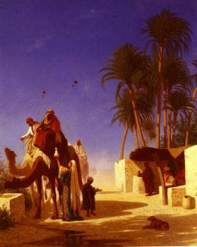 Camel Drivers Drinking from the Wells